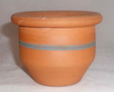 1951 Stahl Redware Miniature Jar Burnished Unglazed Exterior w/ Blue Decoration