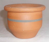 1951 Stahl Redware Miniature Jar Burnished Unglazed Exterior w/ Blue Decoration