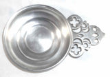 Vintage Pewter Porringer Handle w/ Flowers & Crescents Jay Stauffer of Lititz PA