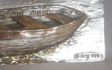 Contemporary Sterling Silver 3D Mountain Lake Front Scene Houses & Moored Boats