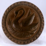 Turned Single Piece Walnut Wood Butter Print Deep Carved Swimming Swan Design