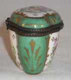 Vintage Hand Painted Porcelain Trinket Box Quattro Lobe Shape Floral Decoration