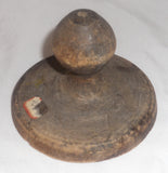 Antique Turned Single Piece Wood Butter Print Flower Design Knob Shaped Handel