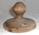 Antique Turned Single Piece Wood Butter Print Flower Design Knob Shaped Handel