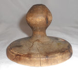 Antique Turned Single Piece Wood Butter Print Flower Design Knob Shaped Handel