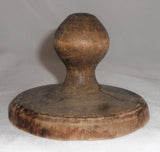 Antique Turned Single Piece Wood Butter Print Flower Design Knob Shaped Handel