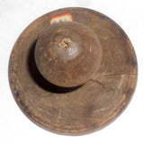 Antique Turned Single Piece Wood Butter Print Flower Design Knob Shaped Handel