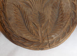 Antique Turned Single Piece Wood Butter Print Flower Design Knob Shaped Handel