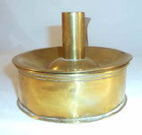 Ca. 1800s Brass Tinder Box Candlestick Holder With Flint, Steel Strike & Damper