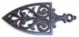 Cast Iron Sad Iron Cathedral Trivet Floral Scrolls Design 1 3/8" Legs & Handle