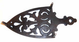 Cast Iron Sad Iron Cathedral Trivet Floral Scrolls Design 1 3/8" Legs & Handle