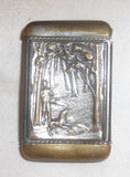 Antique Chromed Metals Match Safe or Vesta Raised Design Depicting Fox Hunt