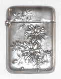 Antique Silver Colored Metal Match Safe or Vesta Raised Black-eyed Susan Flowers