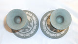 Late Green Wedgwood Jasperware Pair Candlesticks Women Plants & Trees Decoration