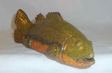 1986 Glazed Redware Folk Art Small Mouth Bass Figurine Williams Berks County PA