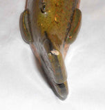 1986 Glazed Redware Folk Art Small Mouth Bass Figurine Williams Berks County PA