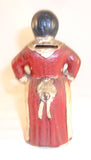 Antique Painted Cast Iron Mammy With Hands on Hips Hubley Still Penny Bank