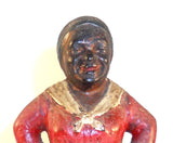 Antique Painted Cast Iron Mammy With Hands on Hips Hubley Still Penny Bank