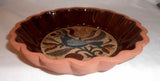 1984 Redware Small Deep Dish Sgraffito Distelfink Tulip Oley Valley Gerald Yoder