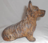 Cast Iron Still Penny Bank Scottie Dog Sitting on His Hind Legs with Ears Perked
