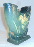 Beautiful Mid 1940s Roseville Pottery Green Zephyr Lily Fan Shaped Vase 205-6"