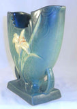 Beautiful Mid 1940s Roseville Pottery Green Zephyr Lily Fan Shaped Vase 205-6"