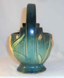 Beautiful Mid 1940s Roseville Pottery Green Basket Zephyr Lily Pattern 393-7"