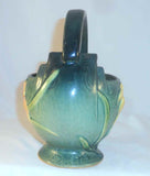 Beautiful Mid 1940s Roseville Pottery Green Basket Zephyr Lily Pattern 393-7"