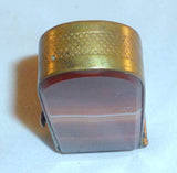 Vintage Brass and Agate Match Safe, Matchsafe or Vesta Spring Loaded Lid