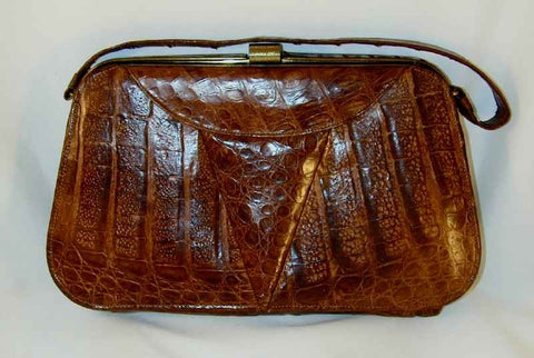 Vintage Alligator Skin Purse with Strap Golden Lock Giamer Antiques and Collectibles