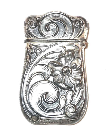 Antique Art Nouveau Sterling Silver Match Safe Vesta By Webster Co Floral Design