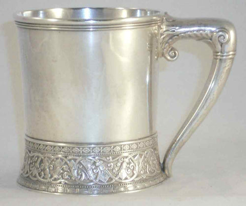 Antique Hallmarked Gorham Heavy Sterling Cup Decorated Base & Applied Handle