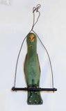 1992 Carved and Painted Wood Folk Art Parrot on Swing Hearts Decoration By Jonathan Bastian