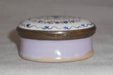 Antique Battersea Enameled Colorful Motto Patch Box Staffordshire England "Keep this for my sake"