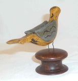 20th Century PA Folk Art Carved Polychrome Painted Bird Mounted on Turned Knob