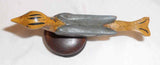 20th Century PA Folk Art Carved Polychrome Painted Bird Mounted on Turned Knob