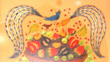 Colorful Bill Rank Framed Folk Art Hand Painted Theorem Birds on a Fruit Bowl