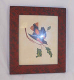 Bill Rank Framed Folk Art Hand Painted PA Dutch Theorem Blue & Orange Bird