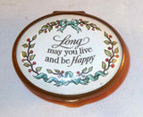 Bilston Battersea Enamels Motto Box "Long may you live and be Happy" England