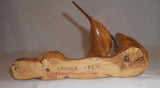 1999 Carved Lacquered Wood Small Bird Perched on Branch Lohnes Leavenworth, WA