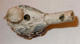 Unusual Antique 19th Century Staffordshire Figural Pottery Whistle Nesting Bird