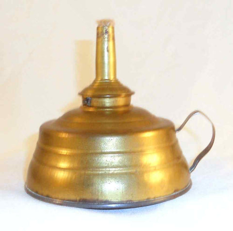 Antique KOMAX Brass Fluid or Oil Lamp Decorated Finger Loop & Wick