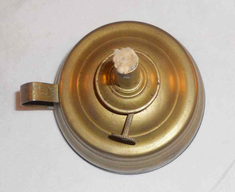 Antique KOMAX Brass Fluid or Oil Lamp Decorated Finger Loop & Wick