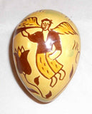 Breininger Redware Yellow-Brown Egg Sgraffito Flying Angel Play Trumpet & Tulip