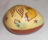 Breininger Redware Yellow Egg Sgraffito Flying Angel Play Trumpet Stars and Music