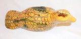 1991 Glazed Redware Heavy Figurine Yellow Bird with Sgraffito Decoration by Lester Breininger
