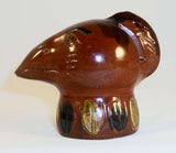 1990 Glazed Redware Penny Bank Brown Colored Bird's Head by Lester Breininger