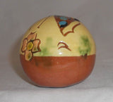 1992 Glazed Redware Egg Glazed Yellow and Brown Butterfly and Flowers Sgraffito Design by Lester Breininger