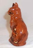 Beautiful 1997 Manganese Glazed Redware Cat Figurine by Lester Breininger