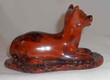 1989 Glazed Redware Figurine Dog or Cat Sitting w/ Tail Up by Lester Breininger